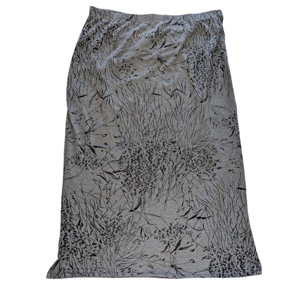 In Due Time Maternity Skirt Heather Grey with Black Floral Stretchy* Sz XL - Picture 9 of 9